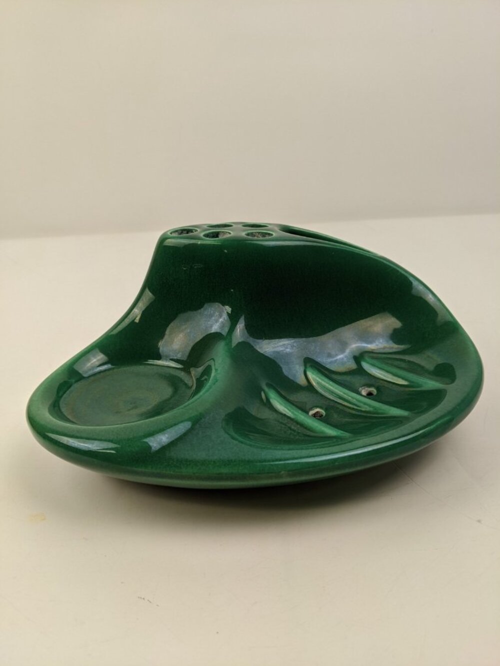 MCM Vintage Vohann of California Soap Dish Vanity Storage Bathroom Green Ceramic